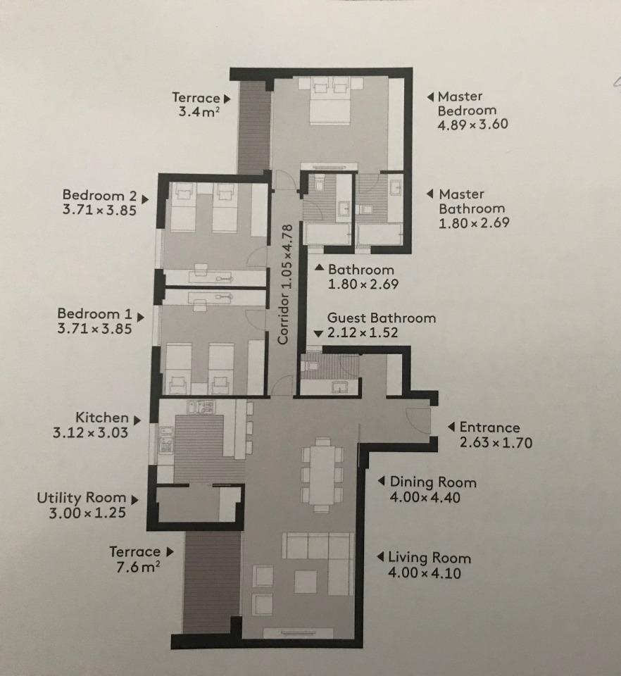 Floor plan for apartment at Al Burouj