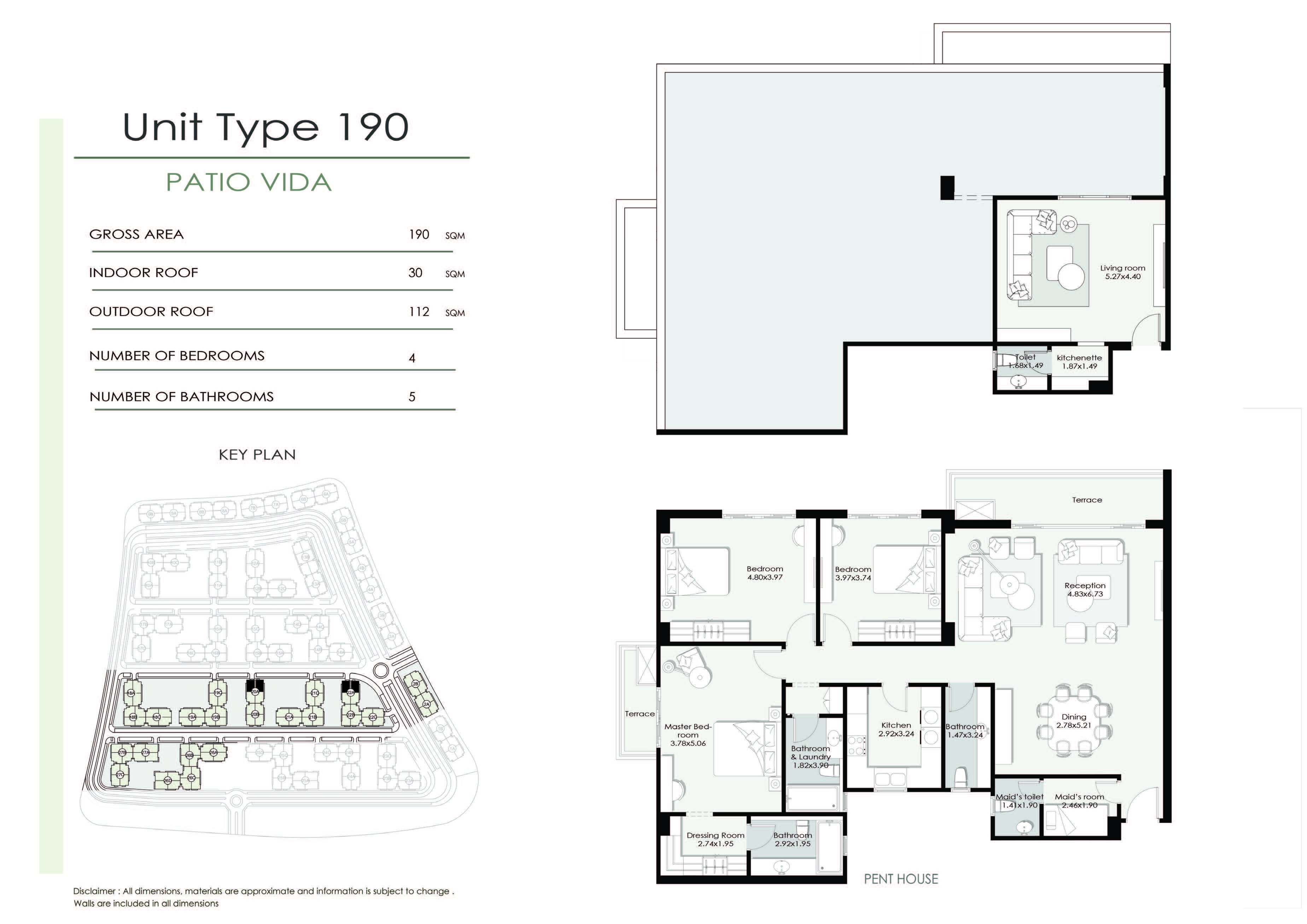 Floor plan for penthouse at Patio Vida