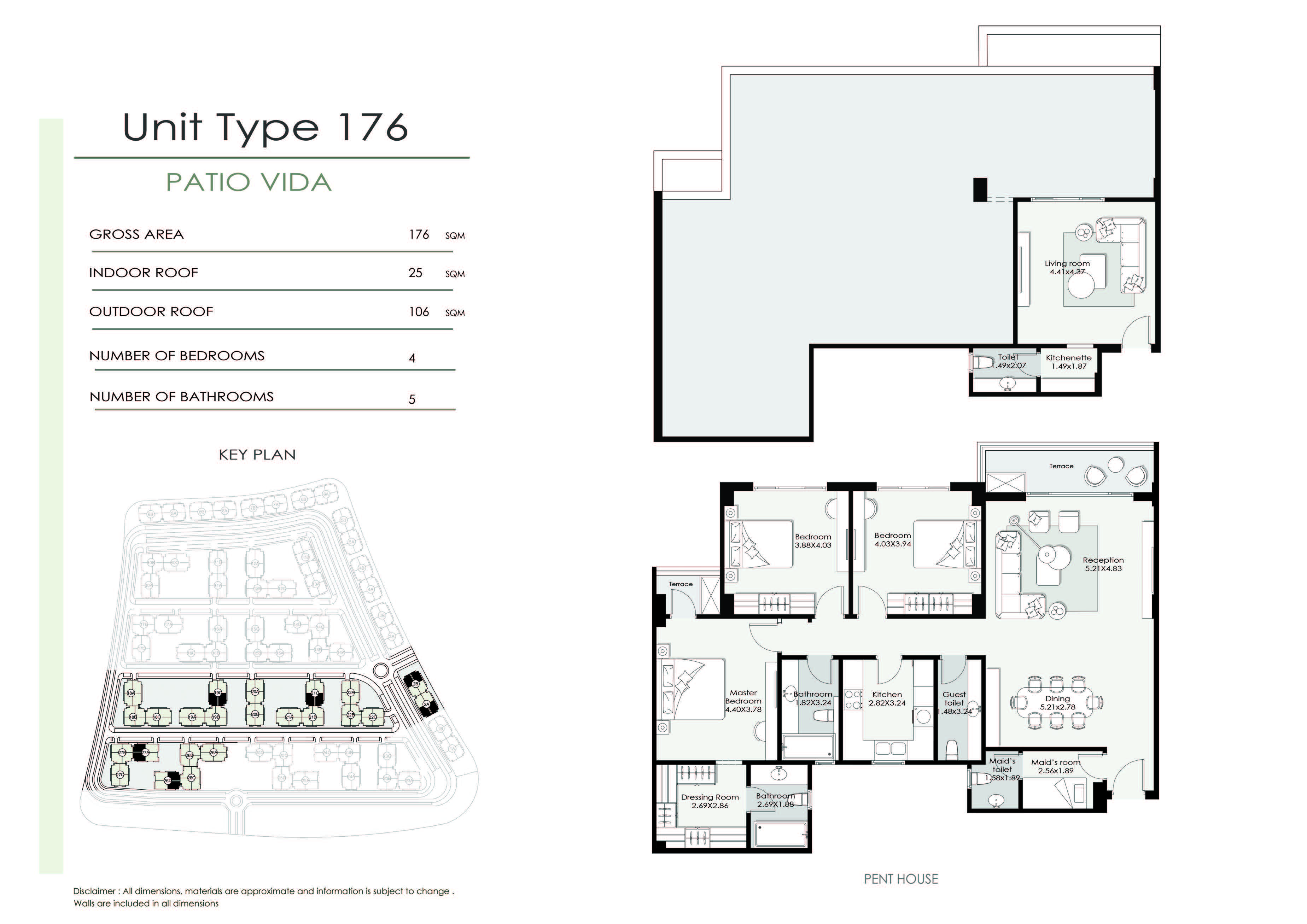 Floor plan for penthouse at Patio Vida