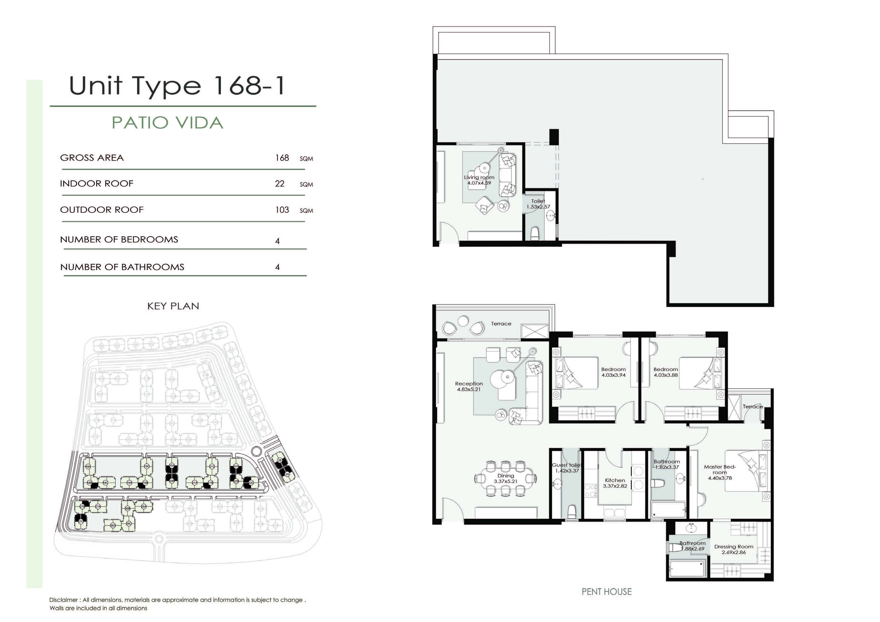 Floor plan for penthouse at Patio Vida