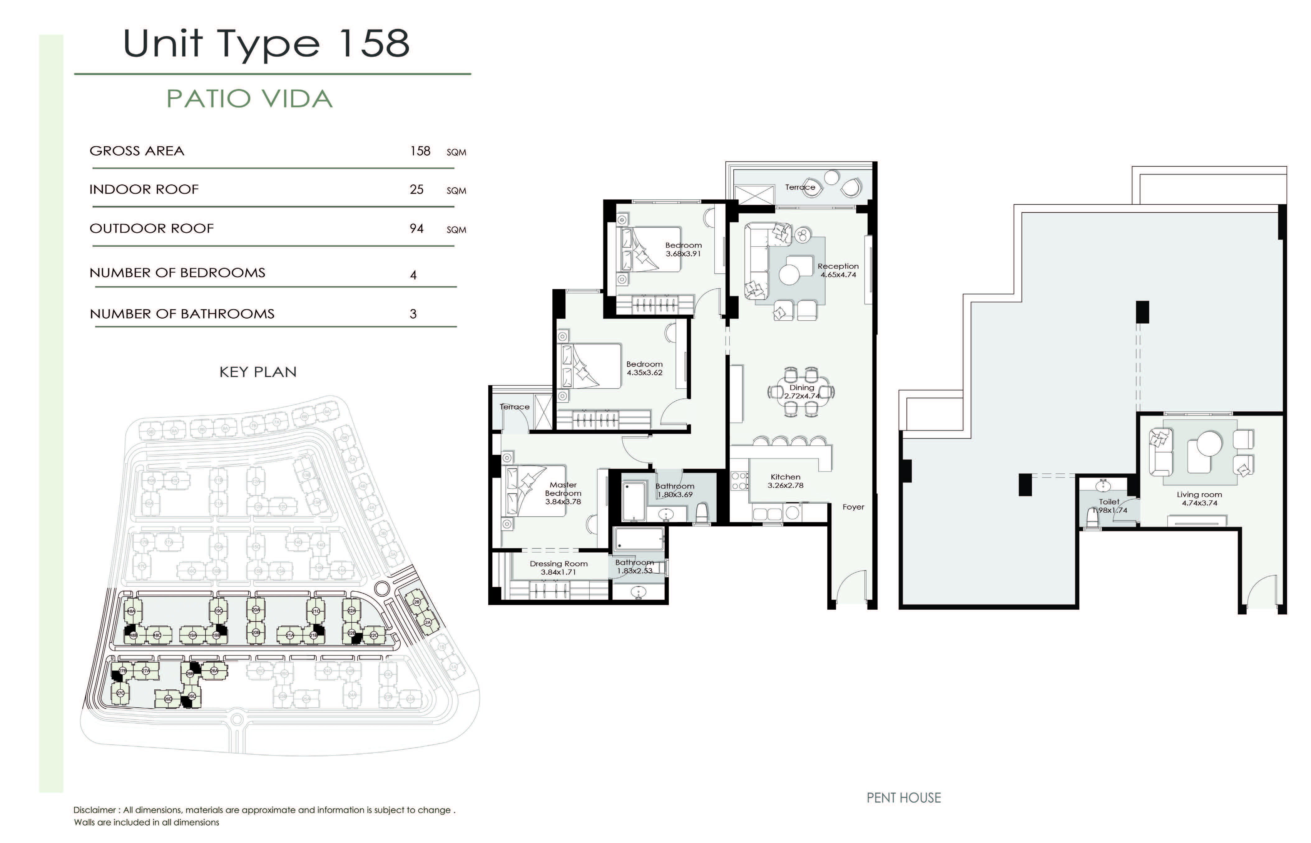 Floor plan for penthouse at Patio Vida