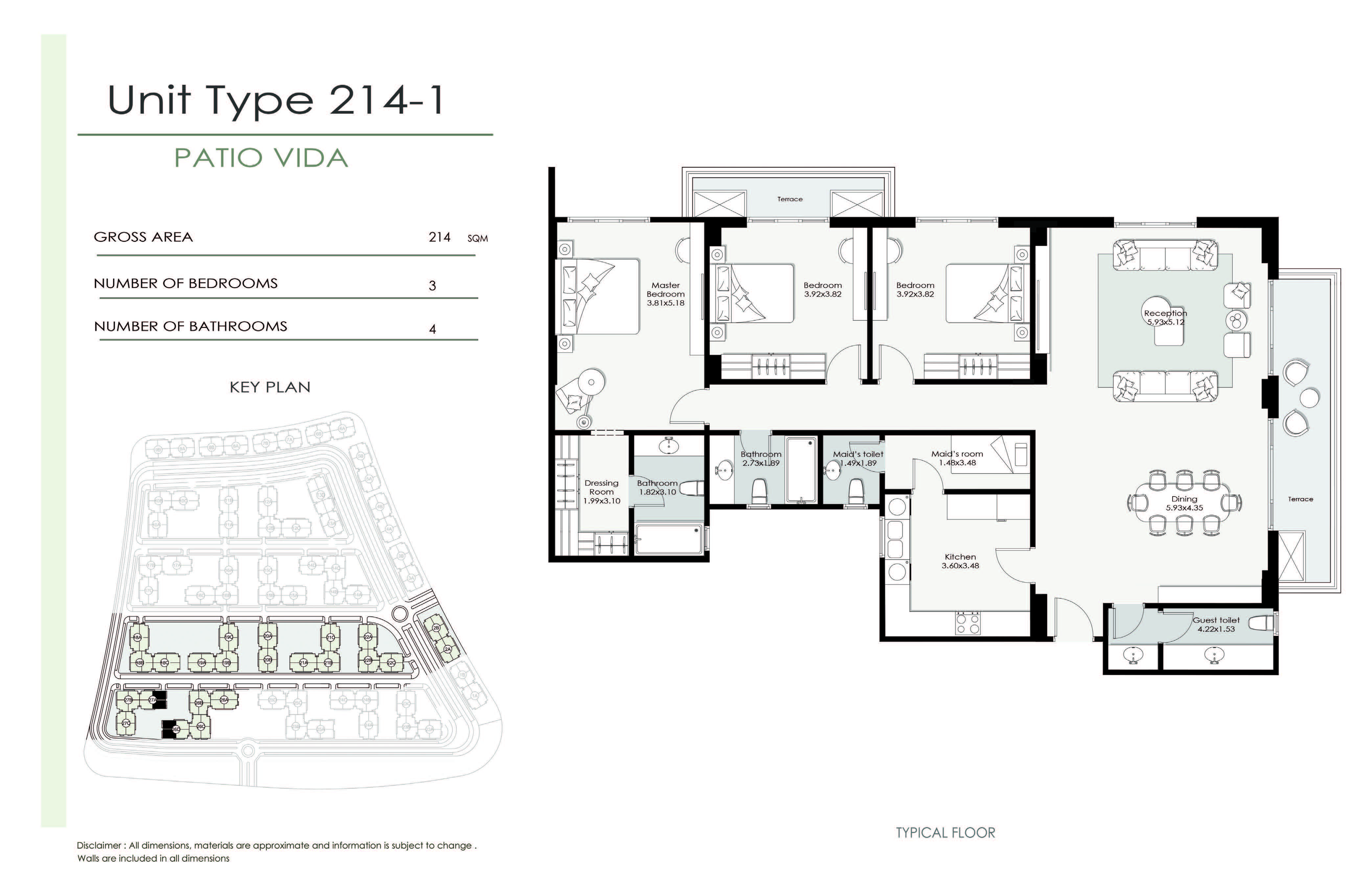 Floor plan for apartment at Patio Vida