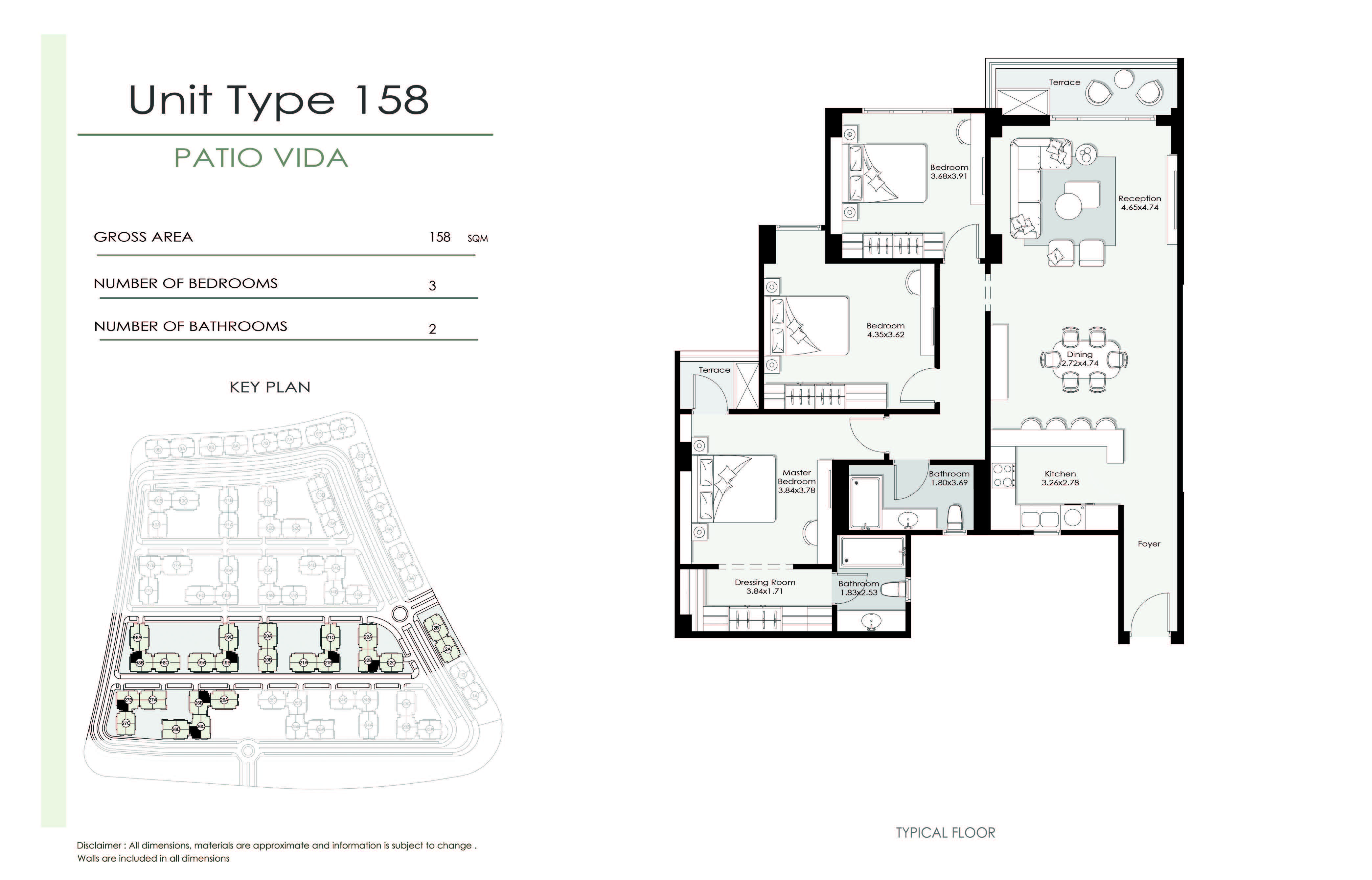 Floor plan for apartment at Patio Vida