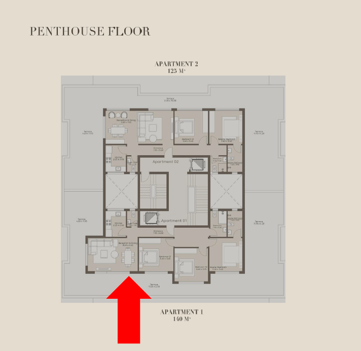 Floor plan for penthouse at The Crest