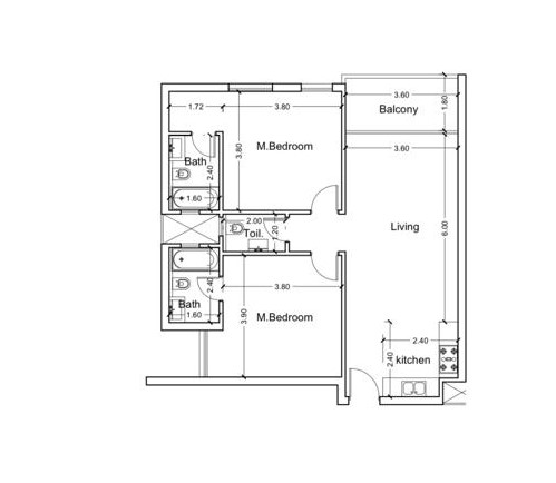 Floor plan for chalet at Cali Coast Ras El Hekma