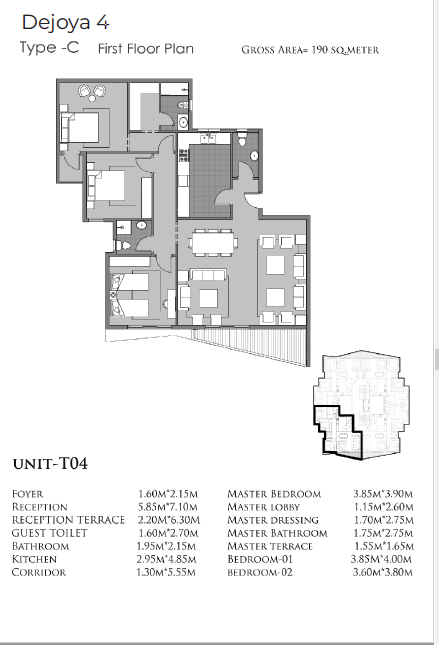 Floor plan for apartment at De Joya 4