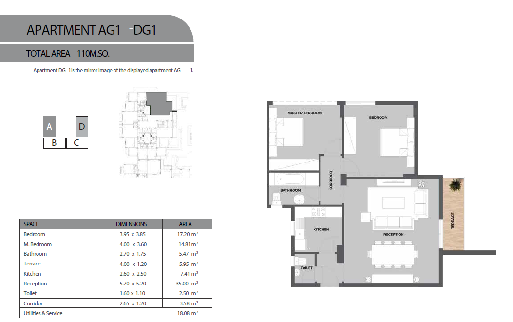 Floor plan for apartment at Aliva Mountain View Mostakbal City