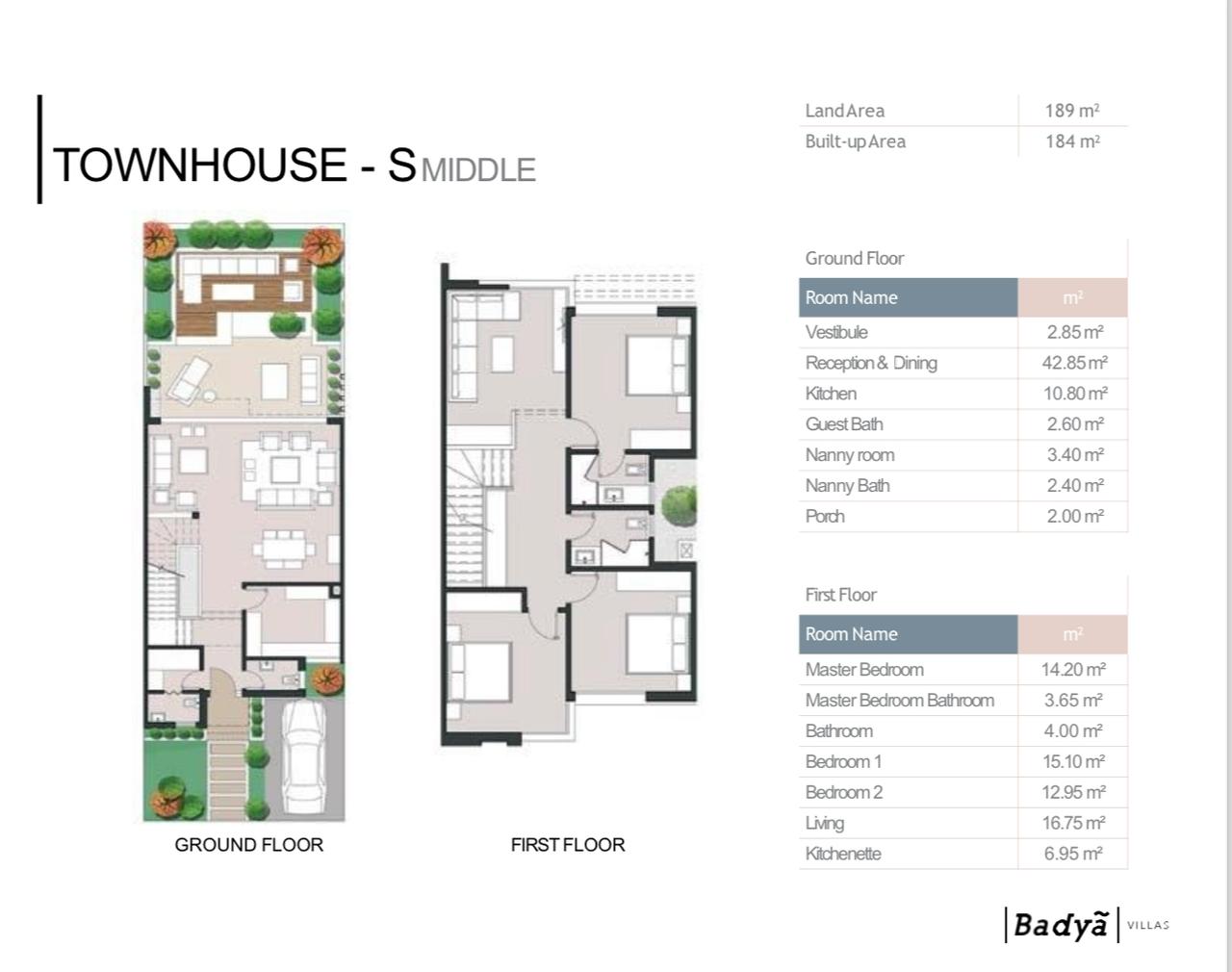Floor plan for townhouse at Badya