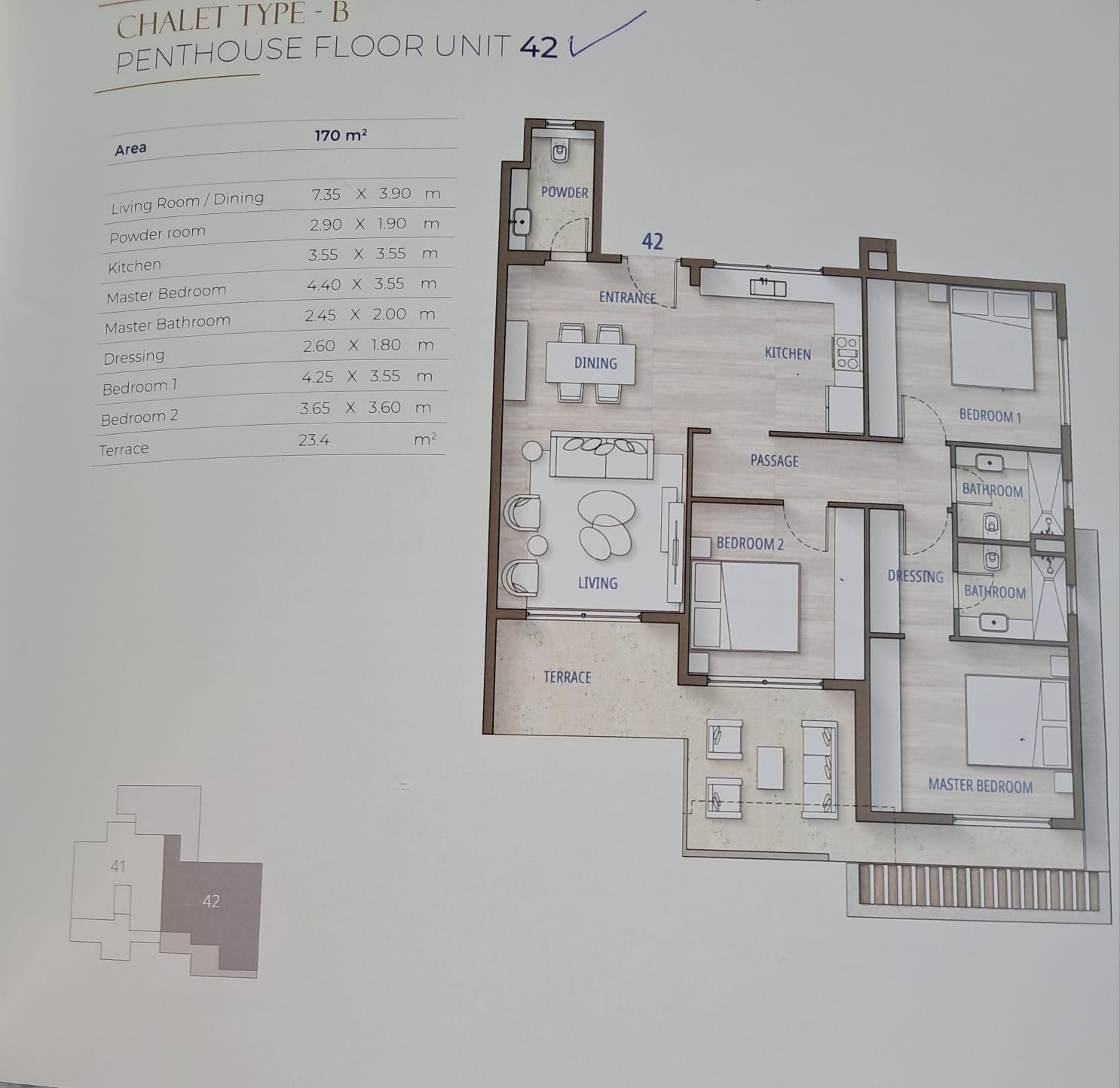 Floor plan for penthouse at Southmed