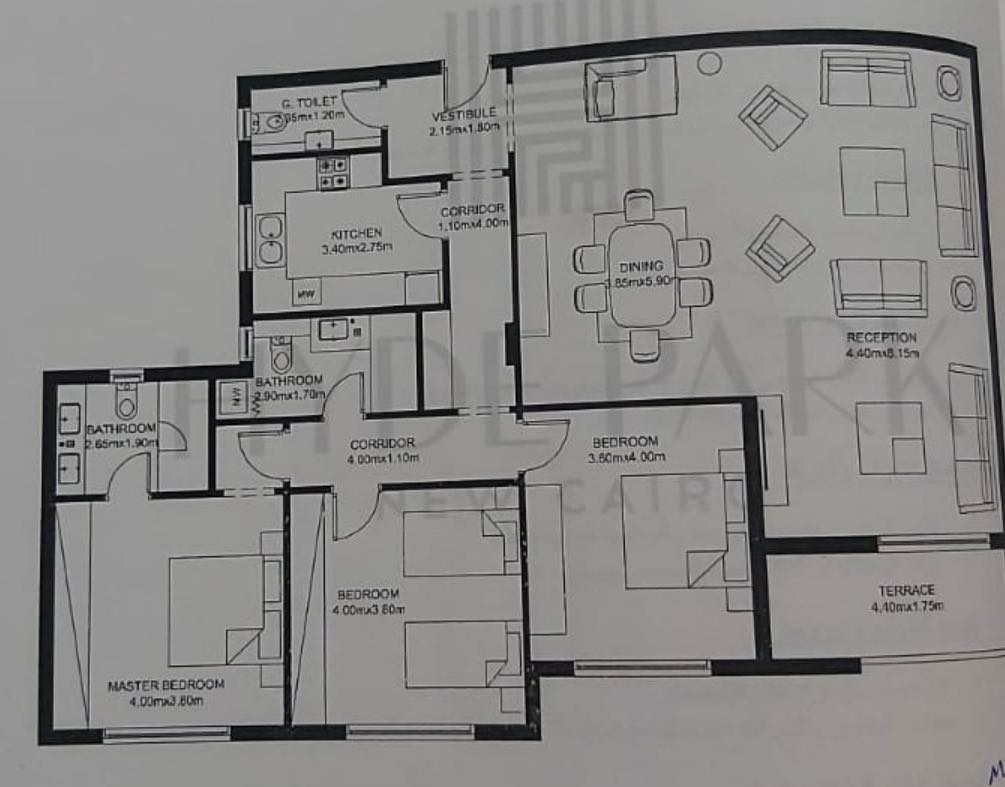 Floor plan for apartment at Hyde Park