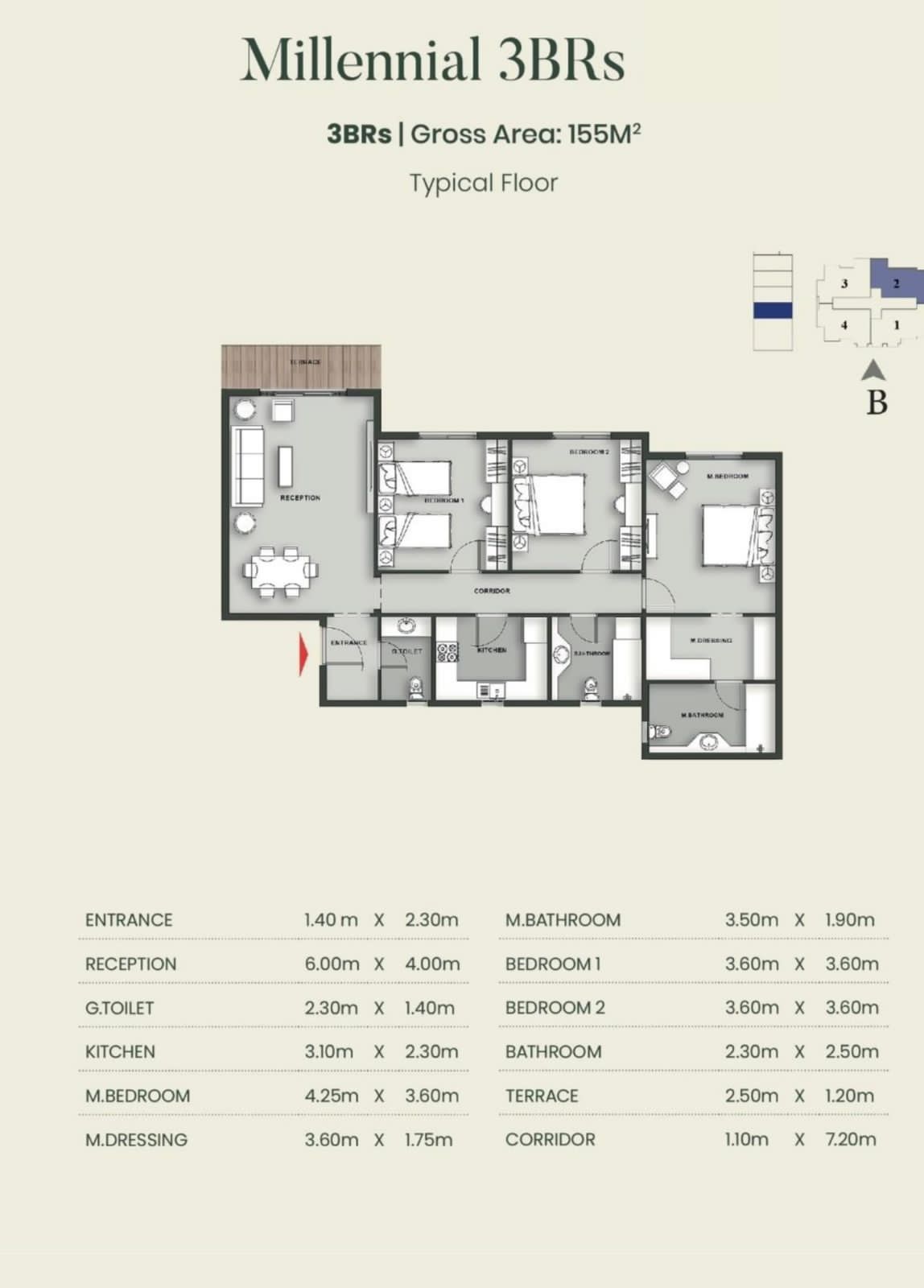 Floor plan for apartment at Aliva Mountain View Mostakbal City