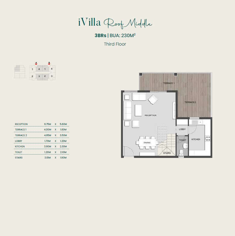 Floor plan for duplex at Aliva Mountain View Mostakbal City