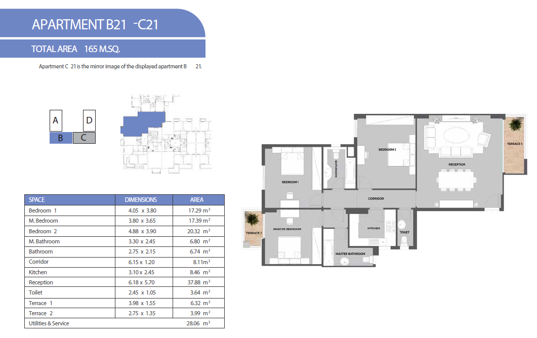 Floor plan for apartment at Mountain View ICity New Cairo