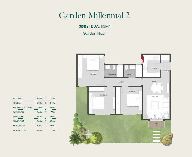 Floor plan for apartment at Aliva Mountain View Mostakbal City