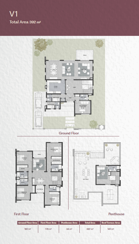 Floor plan for villa at Rosewood