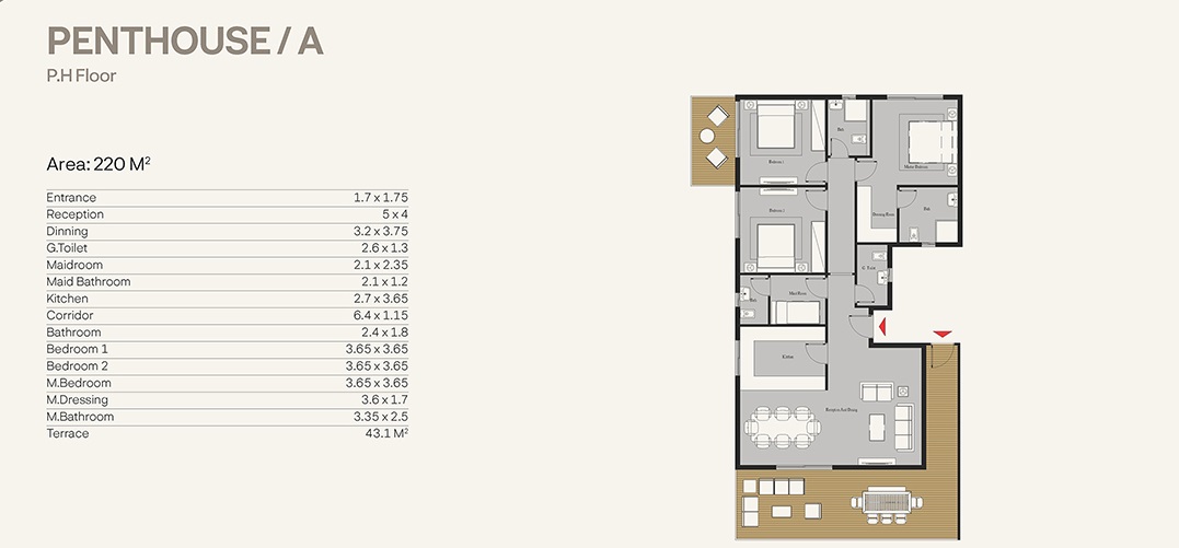 Floor plan for apartment at Nest