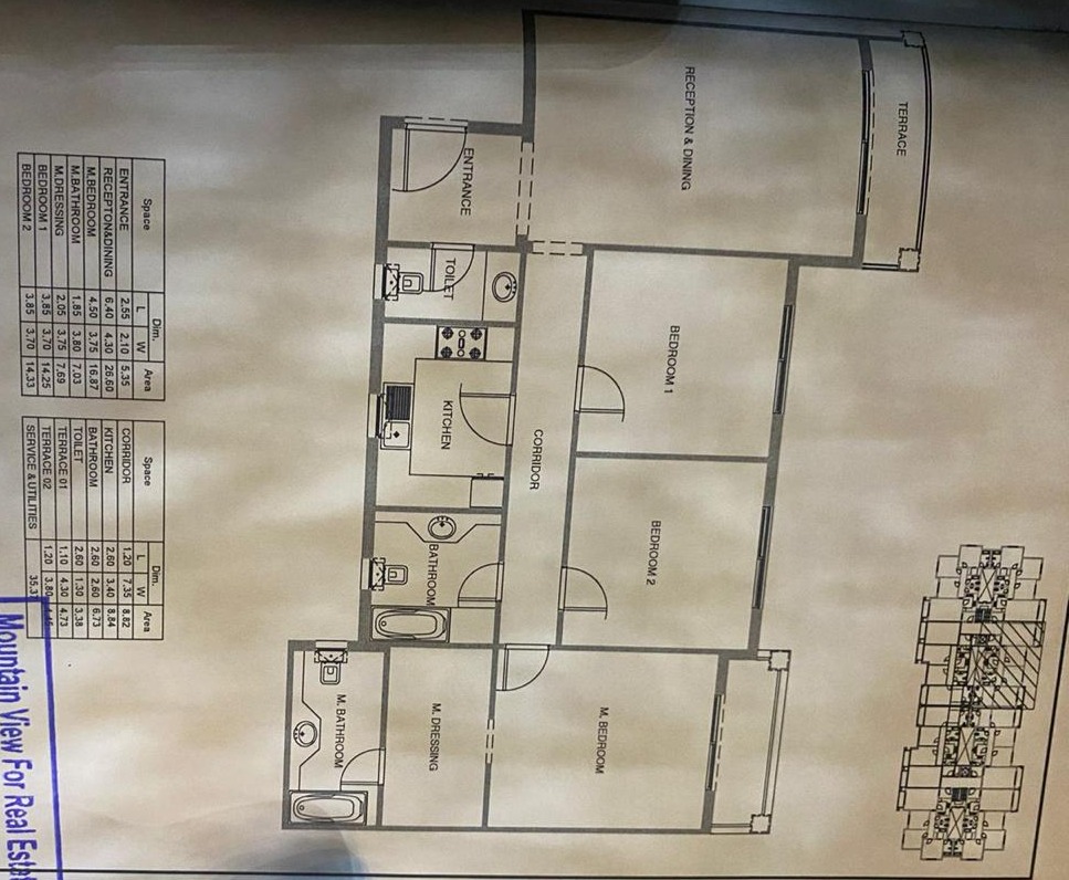 Floor plan for apartment at Aliva Mountain View Mostakbal City