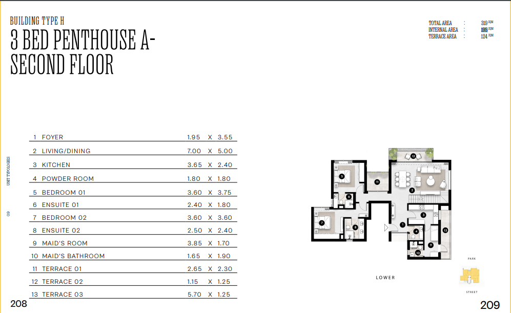 Floor plan for penthouse at Solana