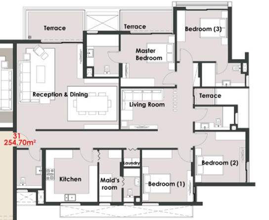 Floor plan for apartment at Palm Hills New Cairo