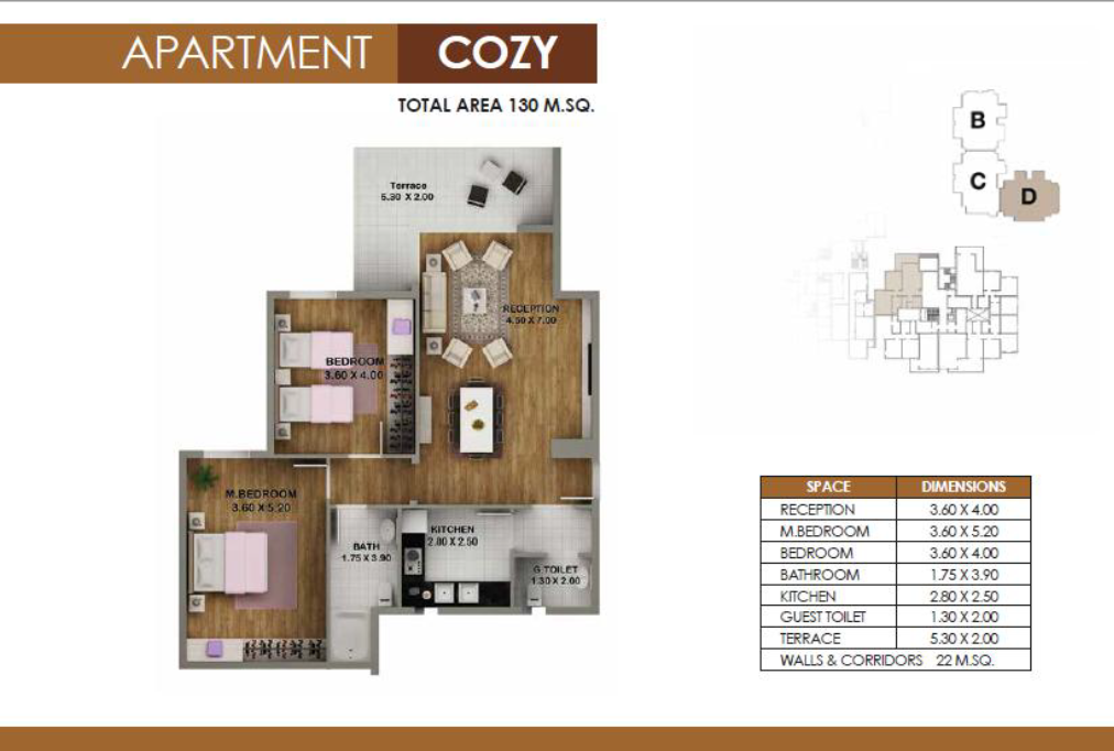 Floor plan for apartment at Club Park- ICity New Cairo