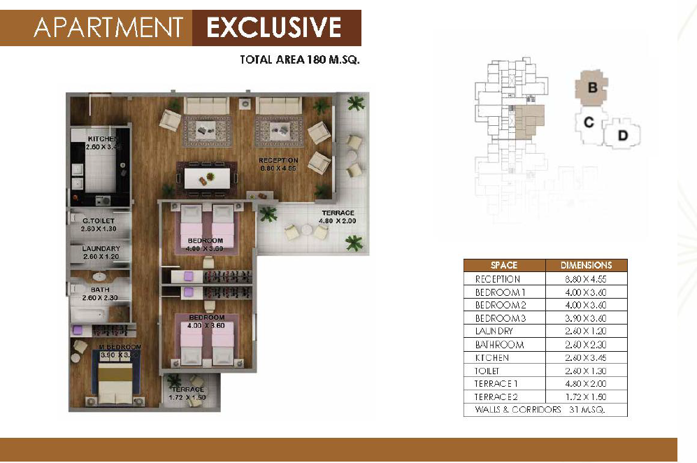 Floor plan for apartment at Club Park- ICity New Cairo