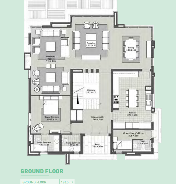 Floor plan for villa at Villette