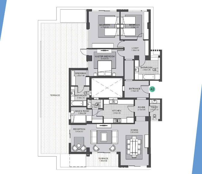 Floor plan for penthouse at Villette