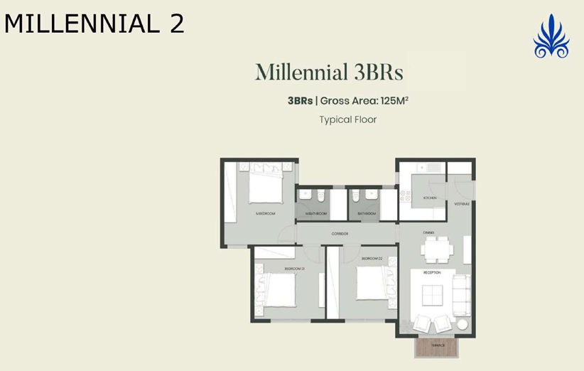 Floor plan for apartment at Aliva Mountain View Mostakbal City