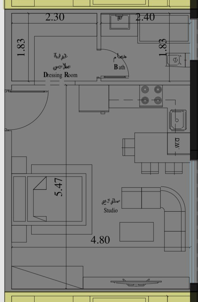 Floor plan for studio at Sky Ramp