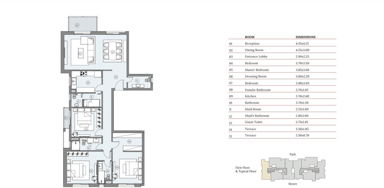 Floor plan for apartment at Haptown Park 226