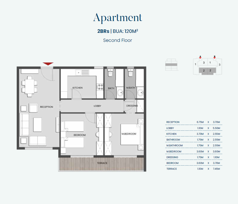 Floor plan for apartment at Aliva Mountain View Mostakbal City
