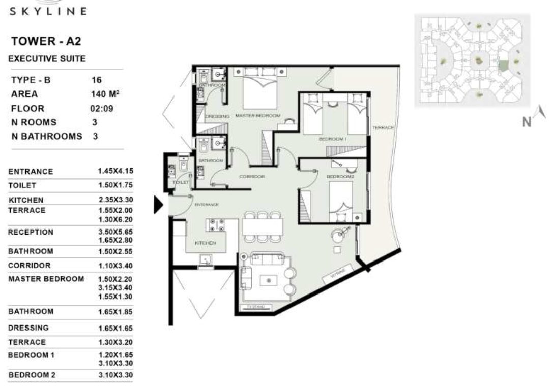 Floor plan for apartment at Skyline