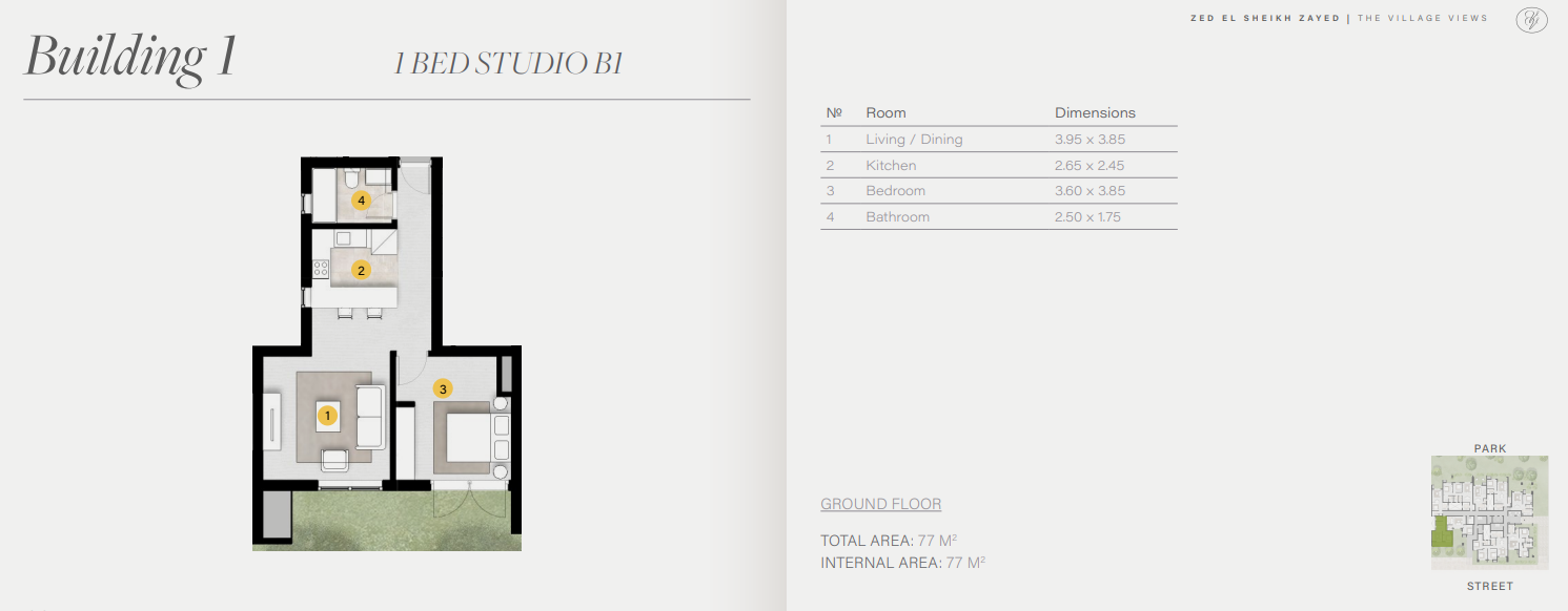 Floor plan for studio at ZED