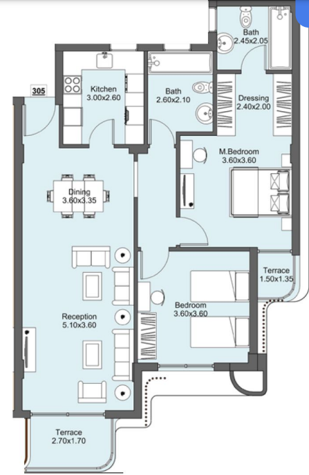 Floor plan for apartment at Amara