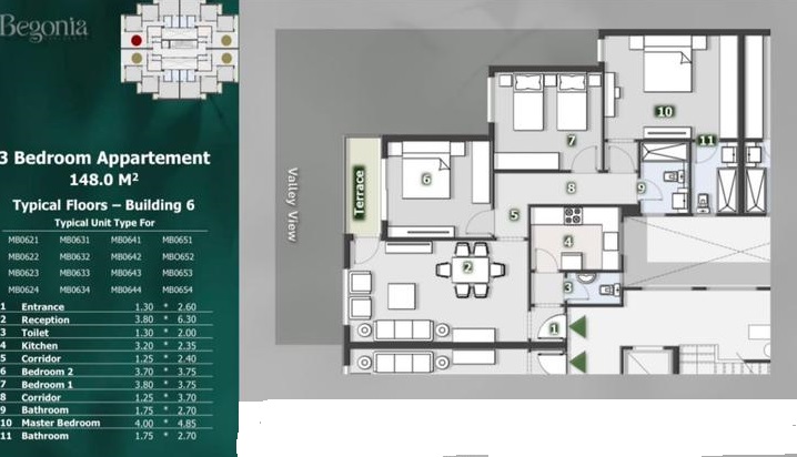 Floor plan for apartment at Begonia Residence