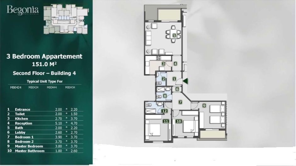 Floor plan for apartment at Begonia Residence