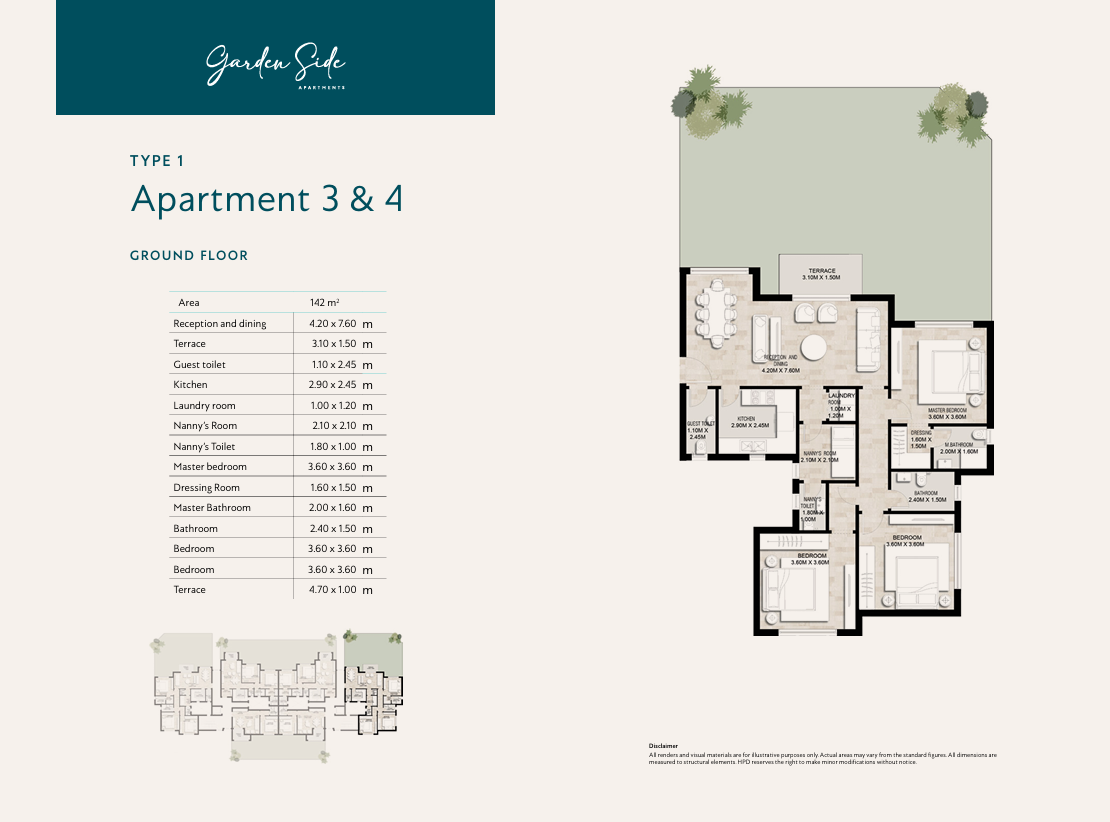 Floor plan for apartment at Garden Side