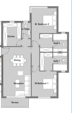 Floor plan for apartment at Badya