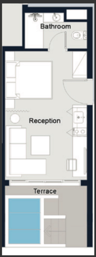 Floor plan for studio at Il Monte Galala