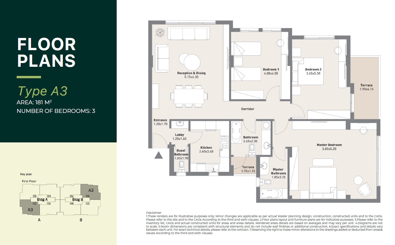 Floor plan for apartment at Al Maqsad