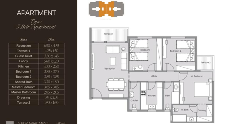 Floor plan for apartment at Lugar