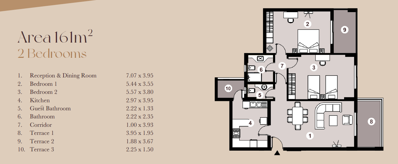 Floor plan for apartment at Downtown New Alamein