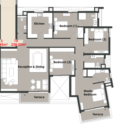 Floor plan for apartment at Palm Hills New Cairo