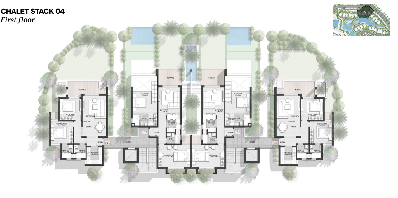 Floor plan for chalet at Rivette - Amwaj