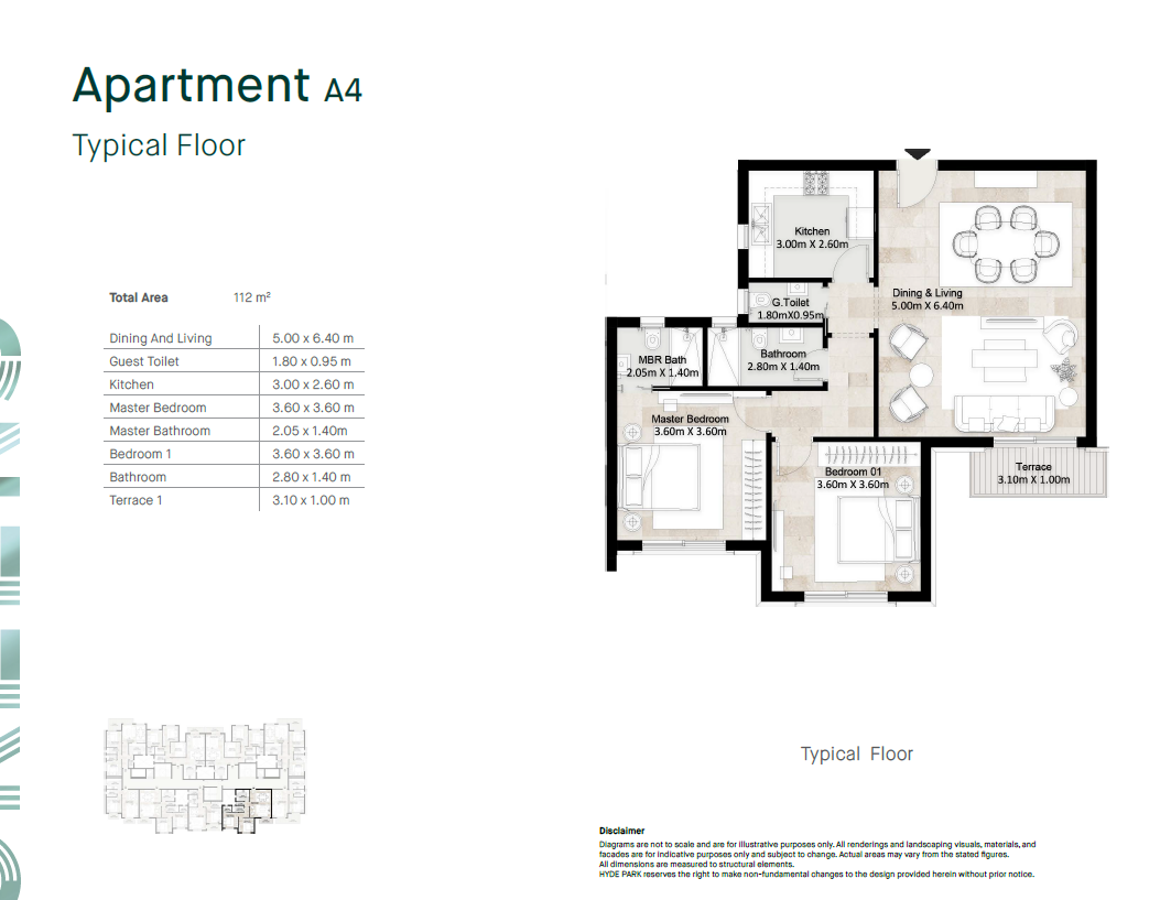 Floor plan for apartment at Hyde Park