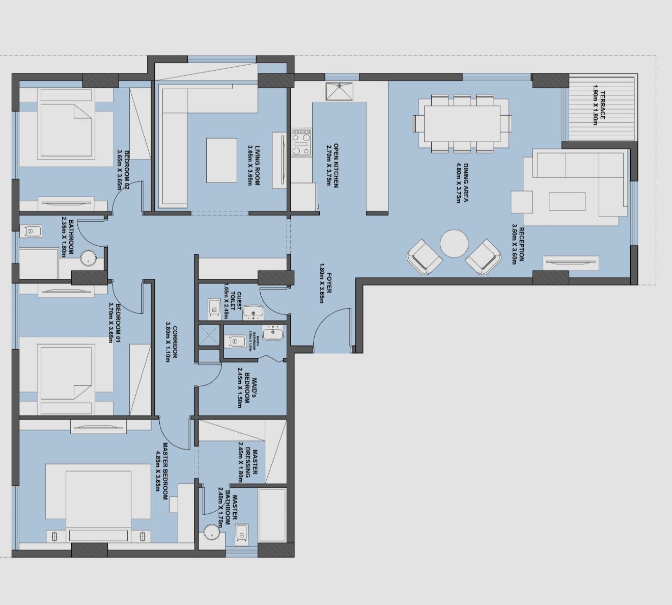 Floor plan for apartment at Rafts