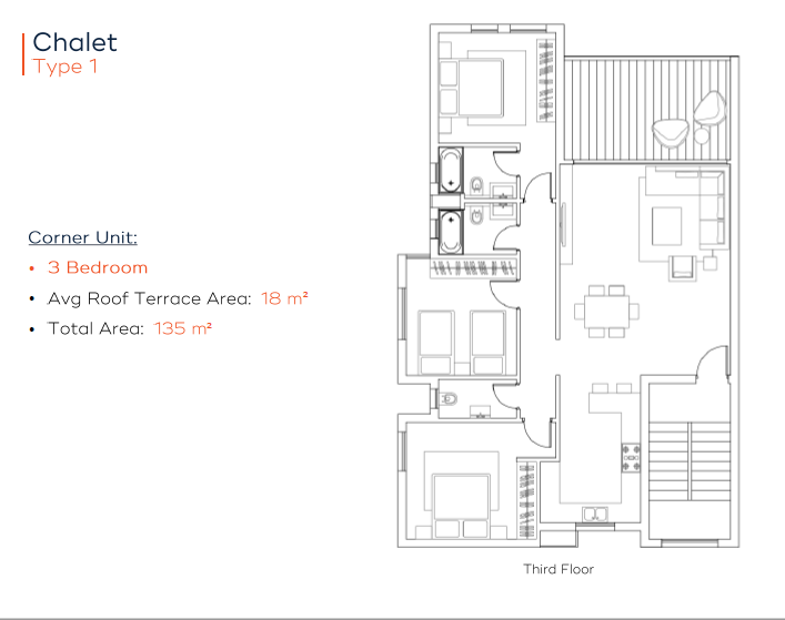 Floor plan for chalet at Cali Coast Ras El Hekma