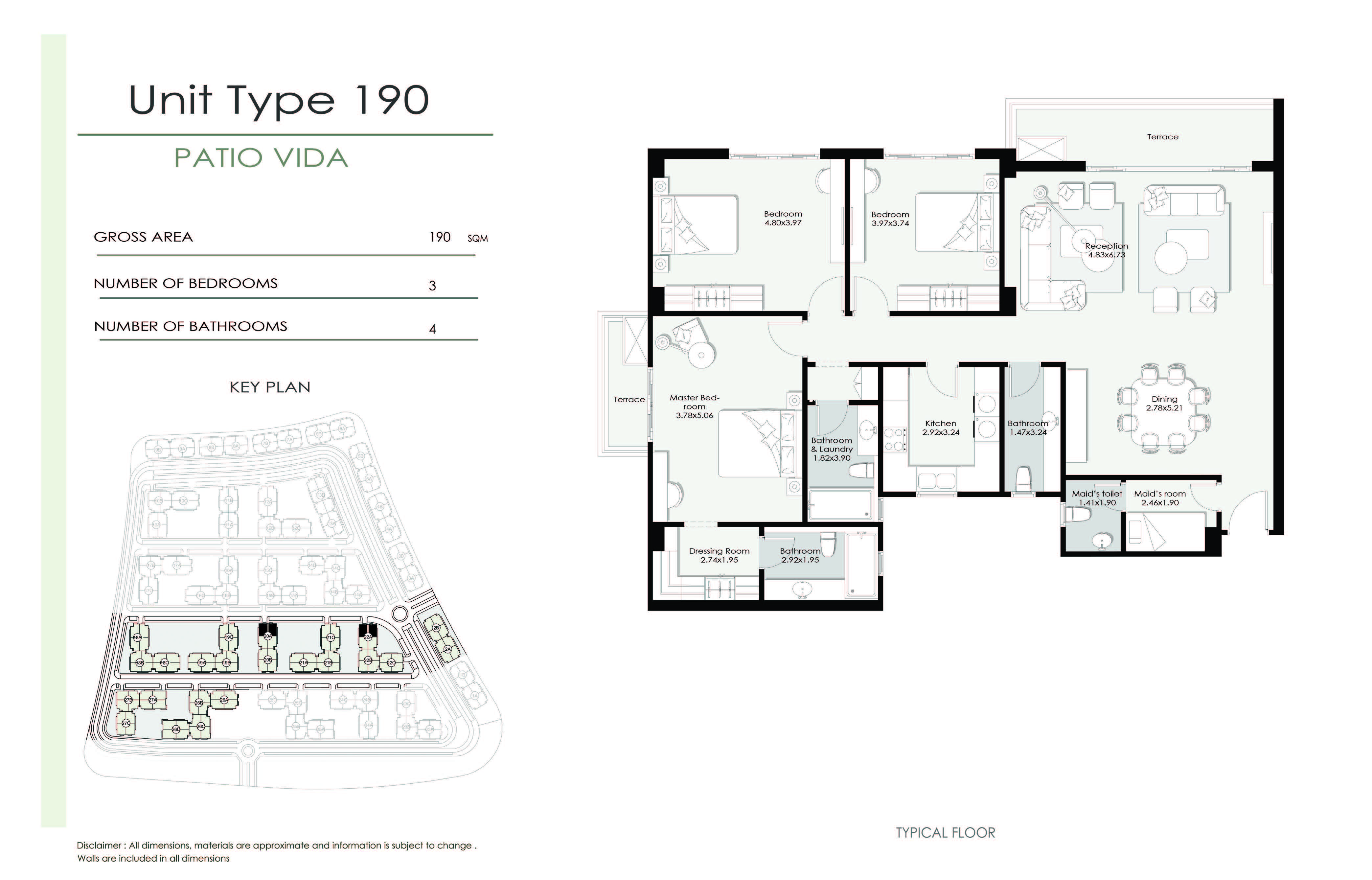 Floor plan for apartment at Patio Vida