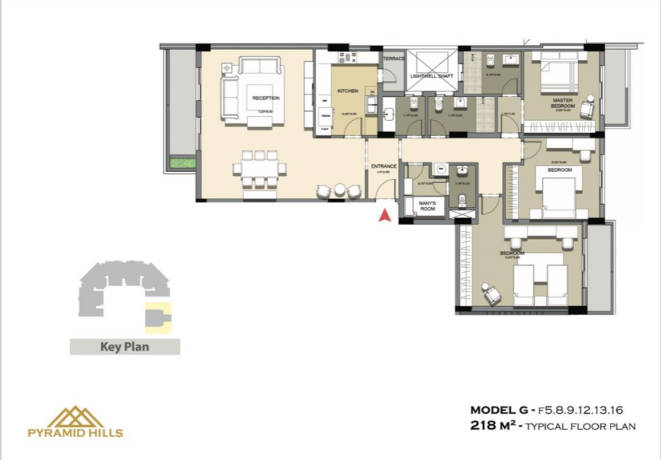 Floor plan for apartment at Pyramid Hills
