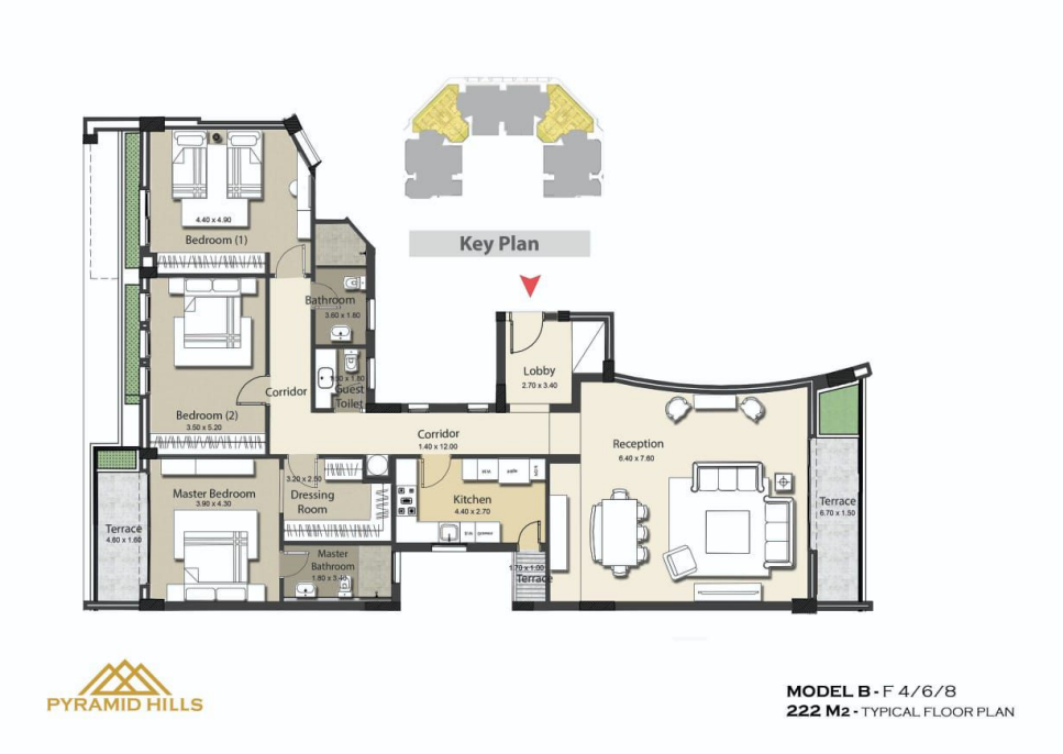 Floor plan for apartment at Pyramid Hills